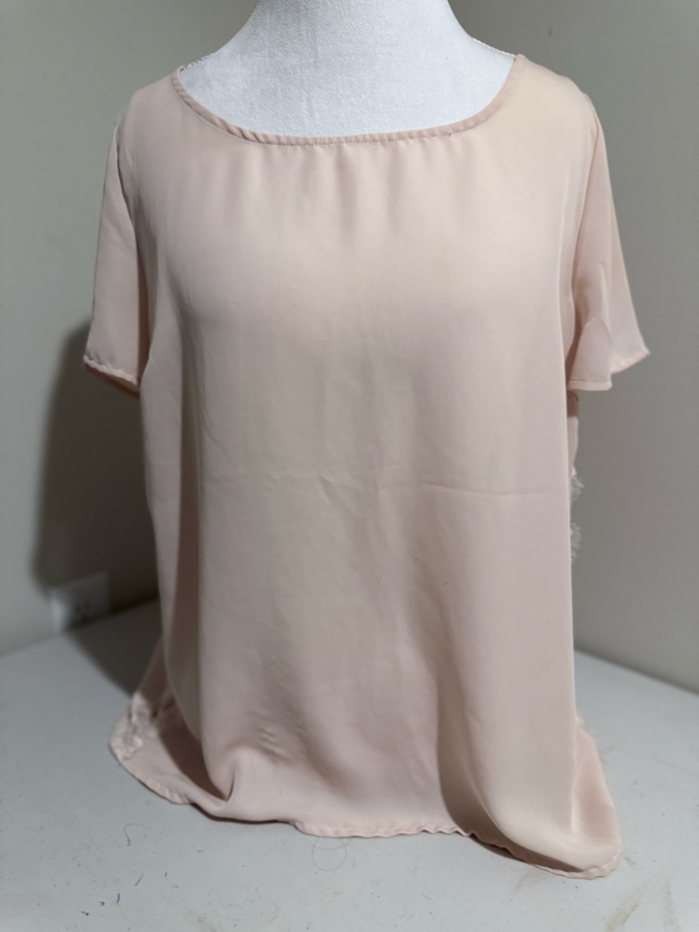LC Lauren Conrad Short Sleeve Scoop Neck Blouse - Pale Peach